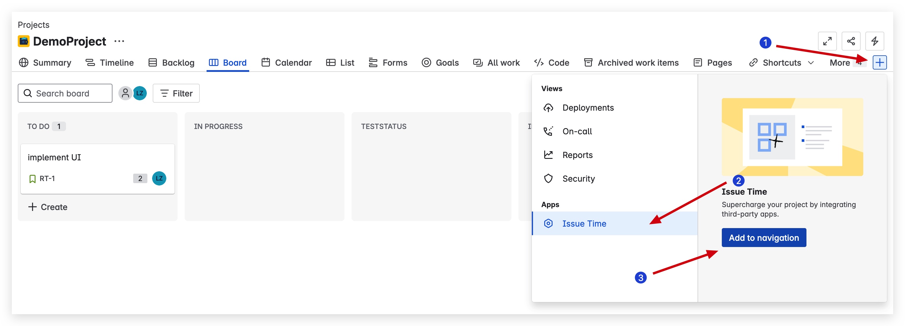 Add app menu to project navigation