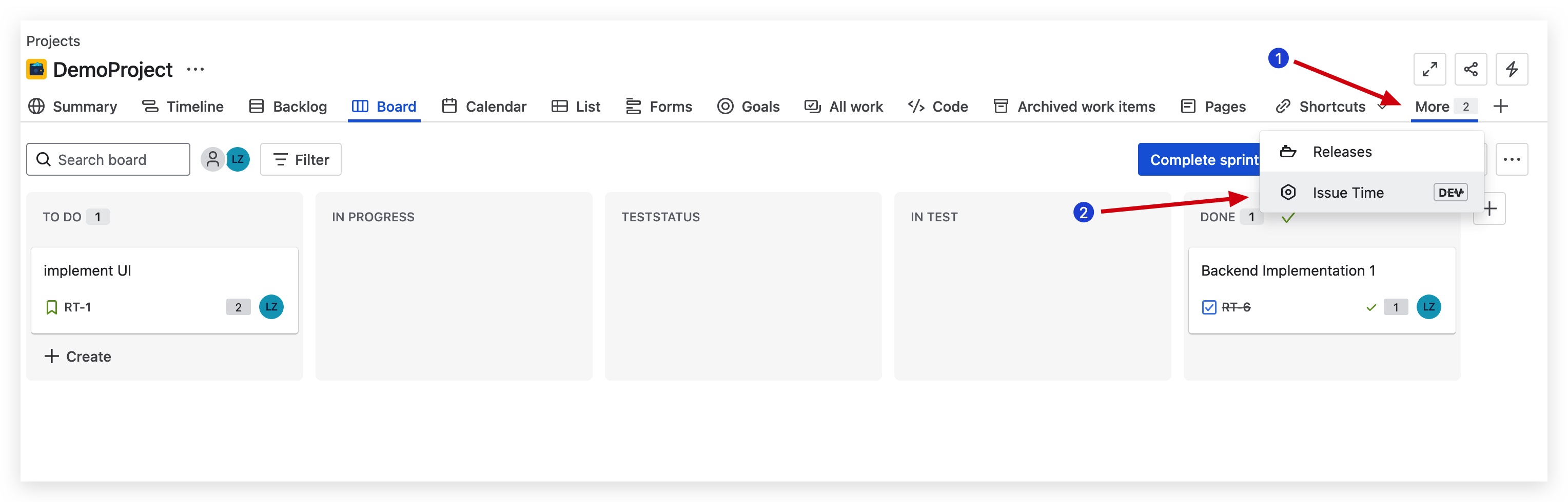 Issue Status Time Analyzer in navigation menu